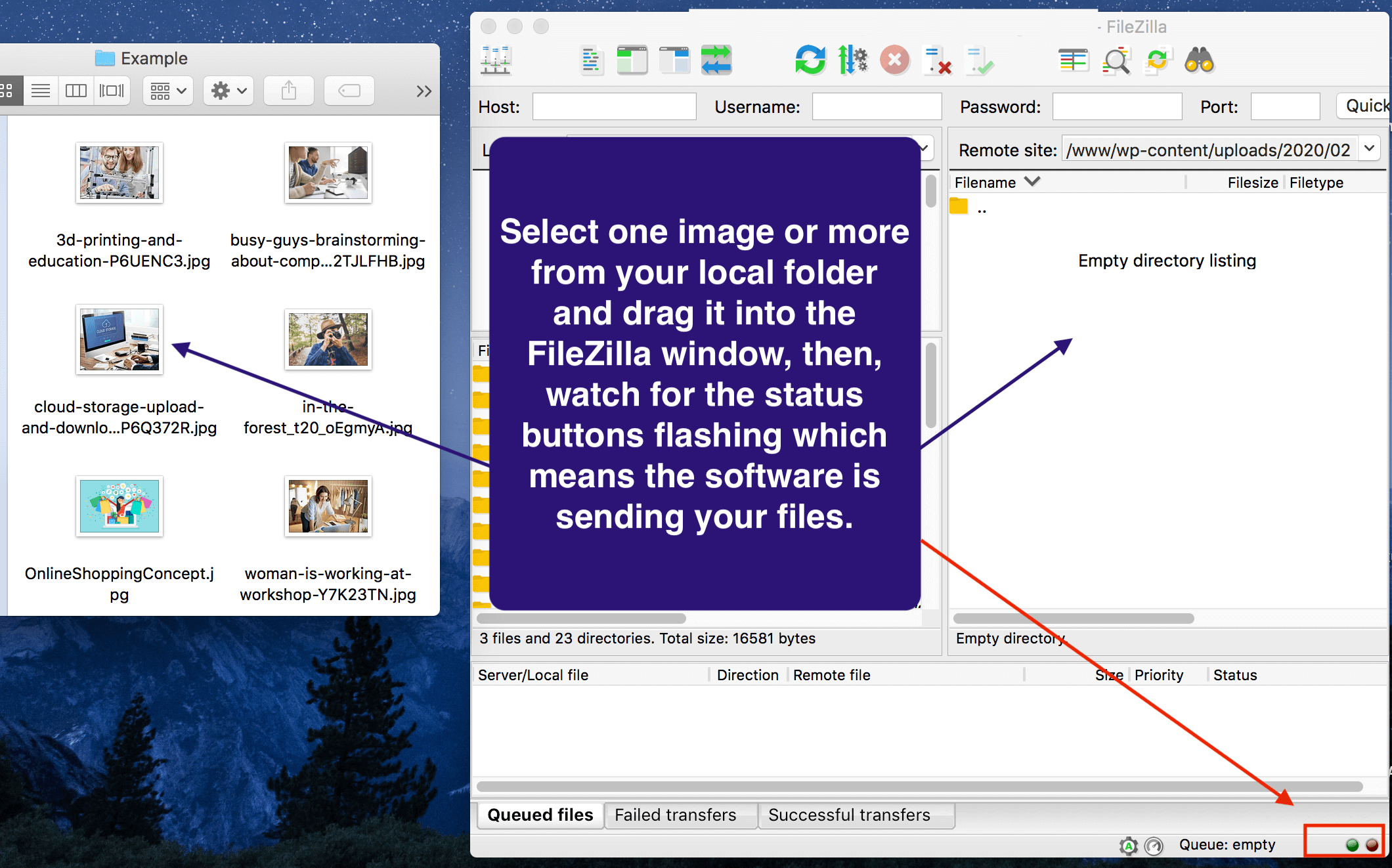 sending images to WordPress through FileZilla