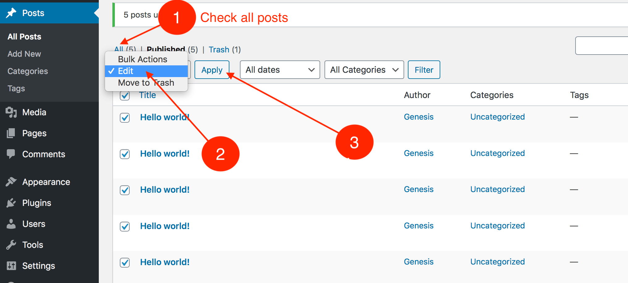 How to check all the wordpress posts
