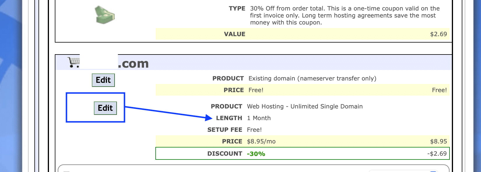 Plan length for 1 month