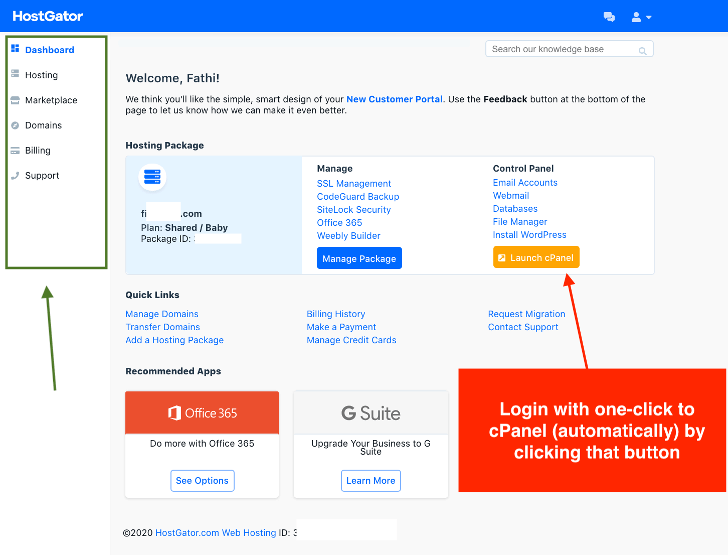 HostGator billing and support system