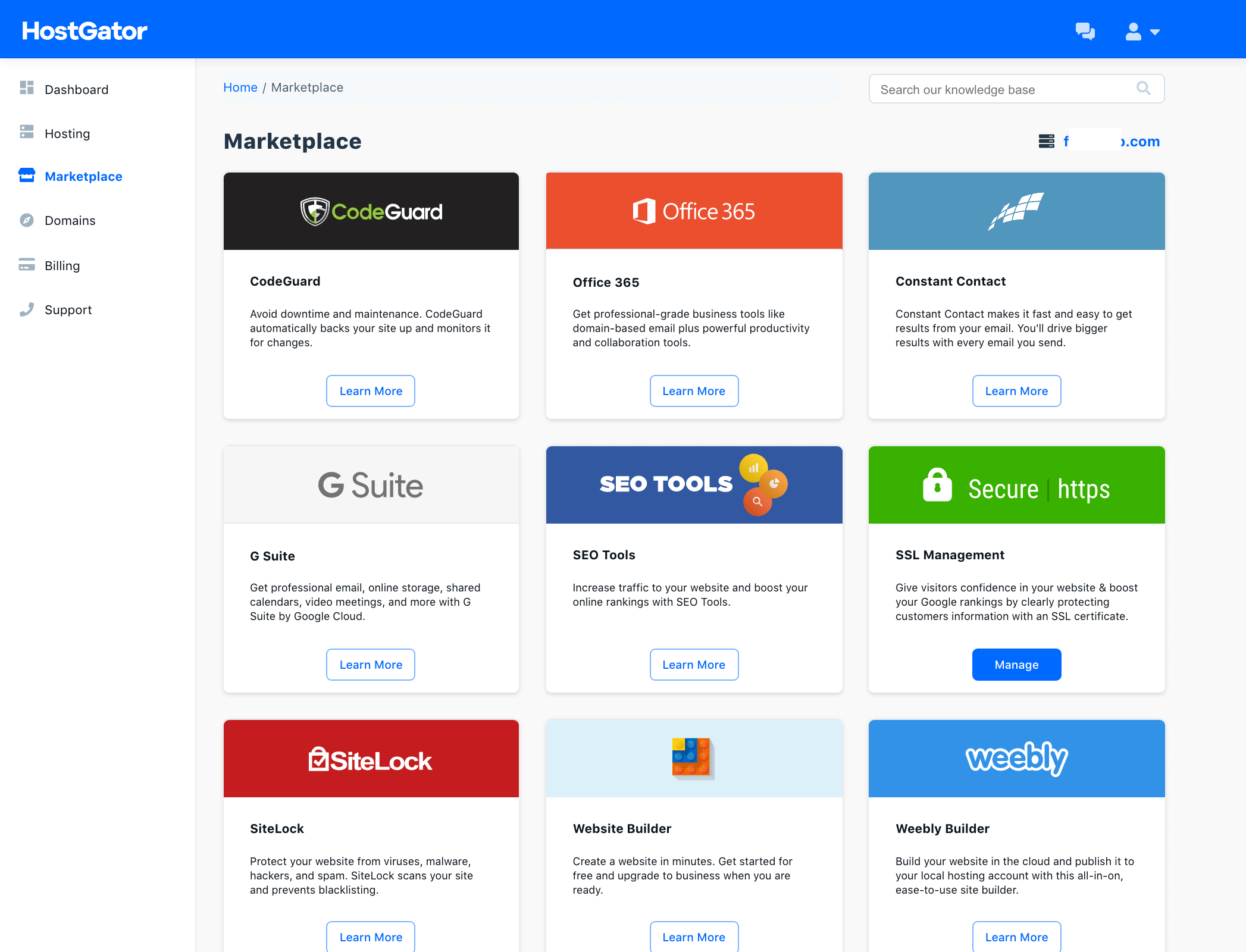 Hostgator marketplace for blog resources