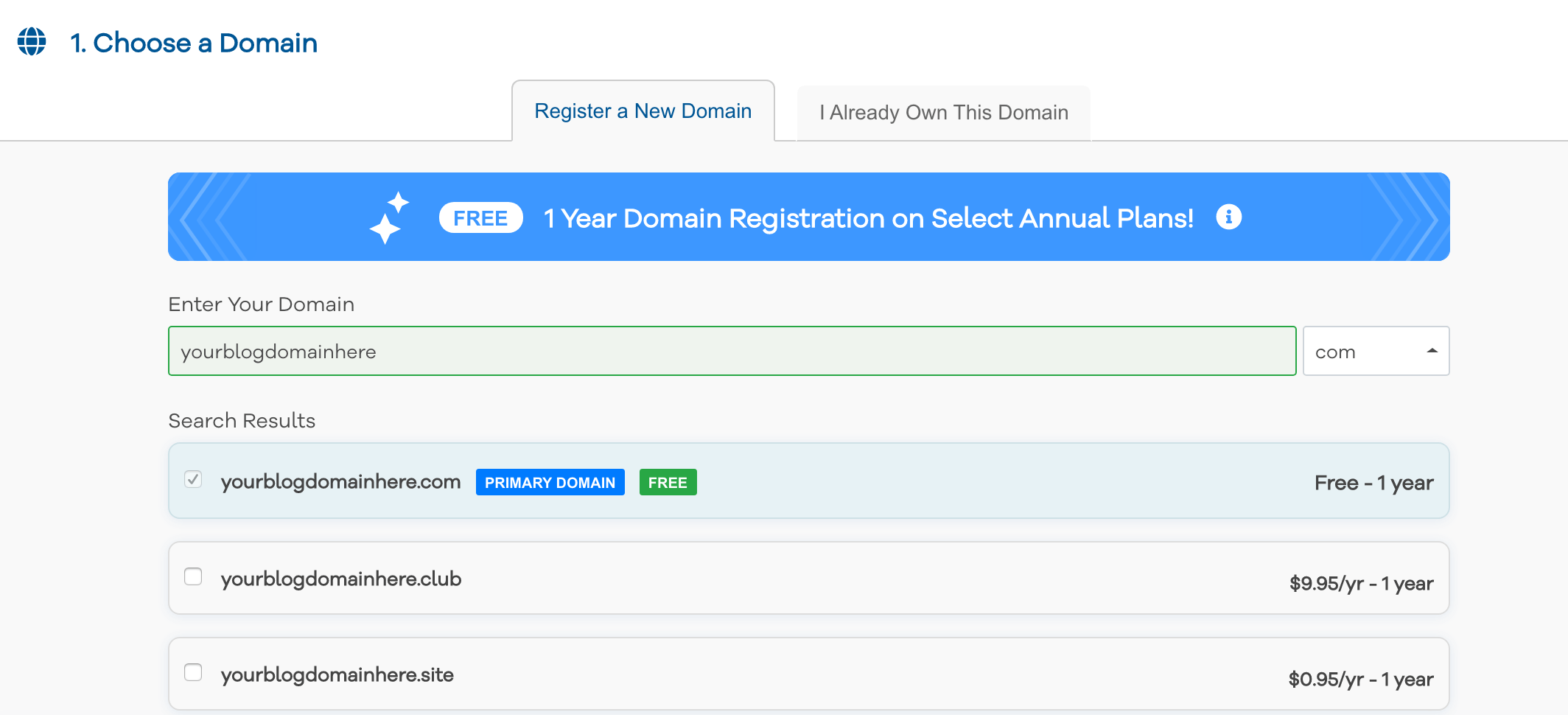 Check if the Blog domain is available