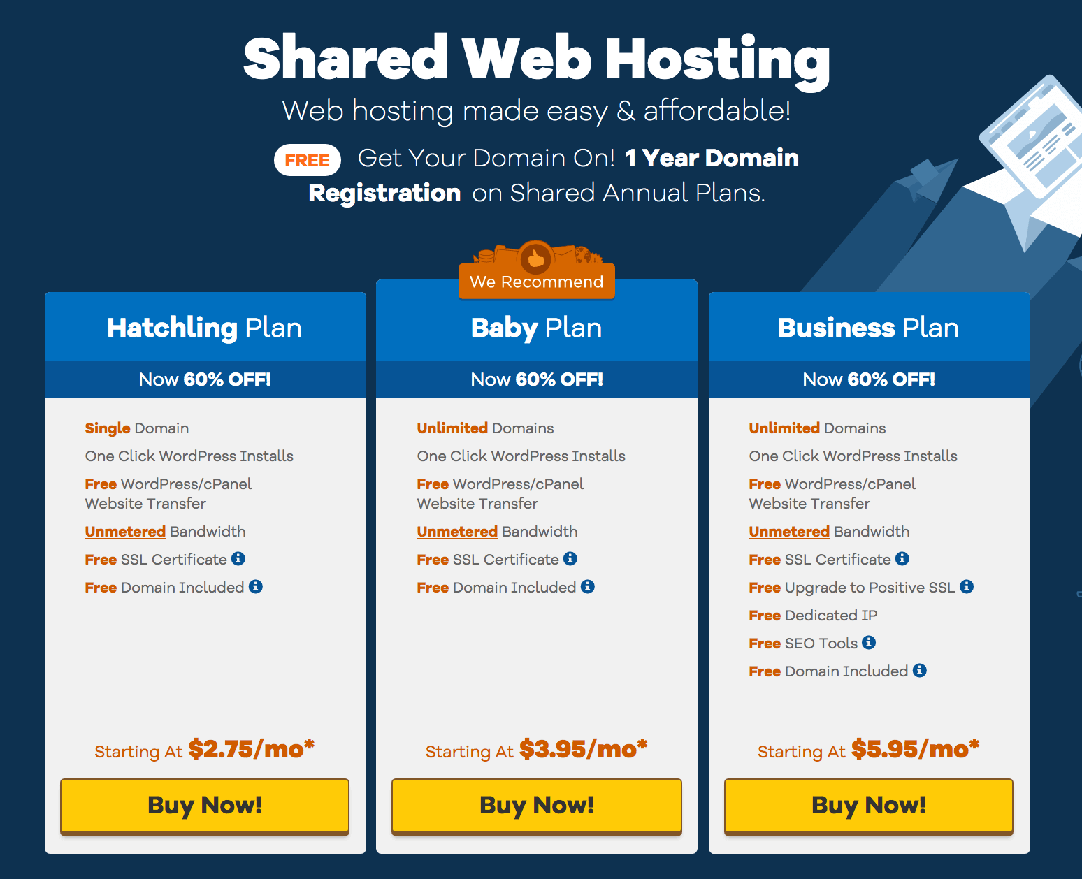 Hostgator WordPress hosting plans