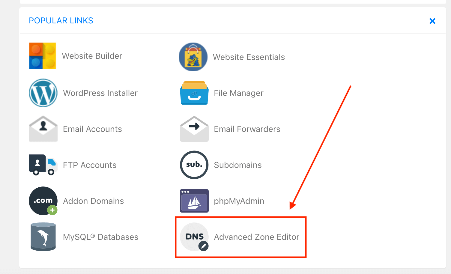Accessing the Advanced zone editor in HostGaror's cPanel