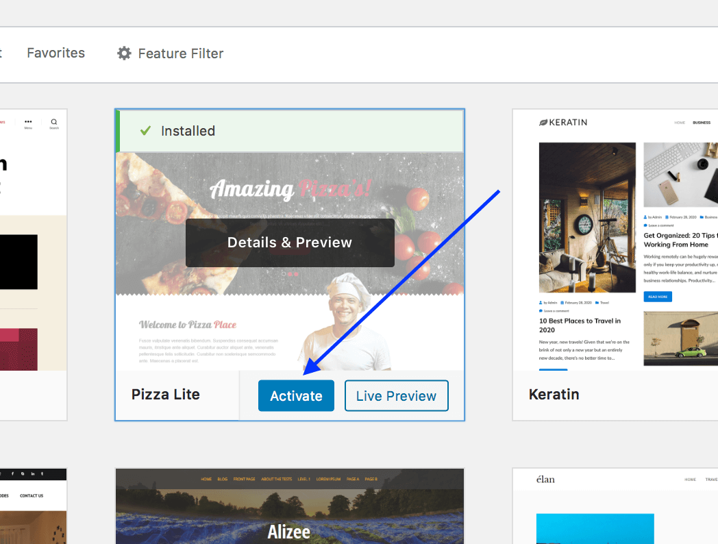 How to activate a theme in WordPress