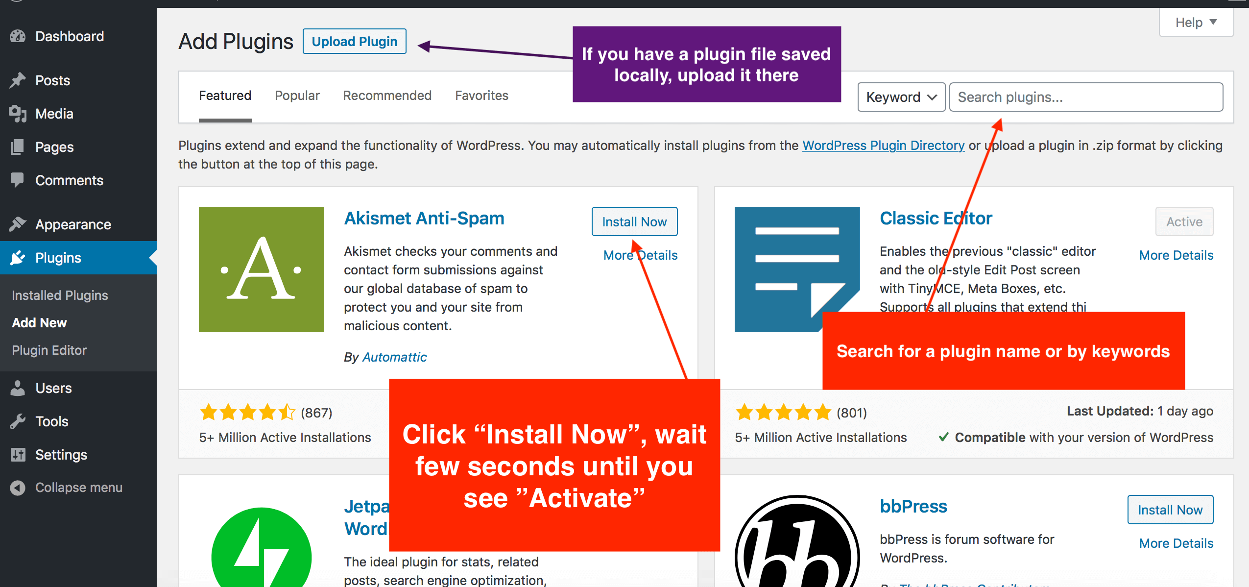 How to install and activate a WordPress plugin