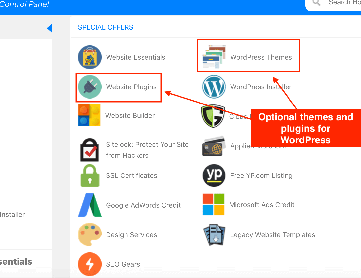 Acessing themes and plugins for WordPress in HostGator